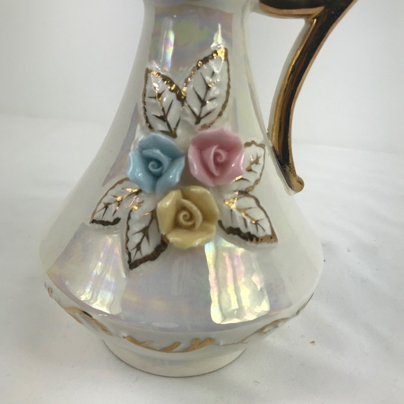 Vintage Cream Lusterware Capodemonte Pitcher - Picture 5 of 8